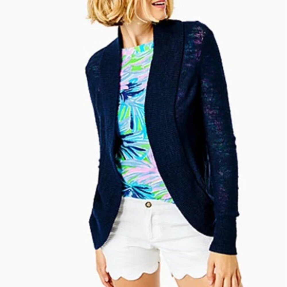 Lilly Pulitzer Dark Blue Loose Knit Open Cardigan Size XS